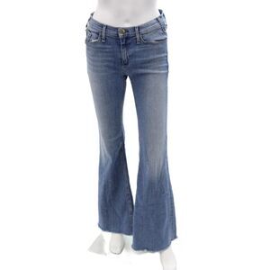 McGuire Women Flared Jeans Blue Mid Rise Button Size 28W